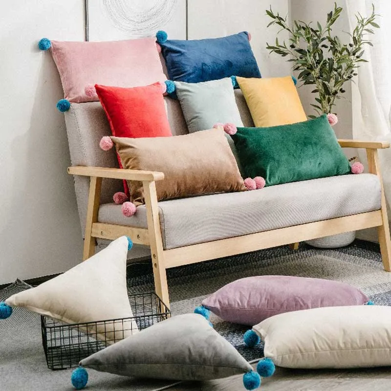 Nodic Style Green Sofa Throw Pillow Cushion Decorative Pillow Home Decor Velvet Pillowcase Luxury Sofa Cushions 30x50cm