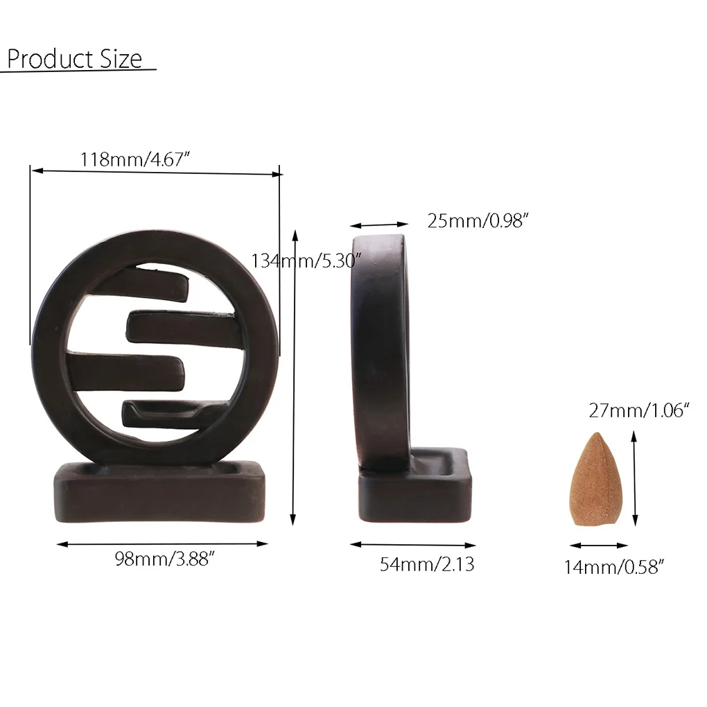 

Round Backflow Porcelain Ceramic Cones Incense Burner Holder Set Home Office Decoration Gift