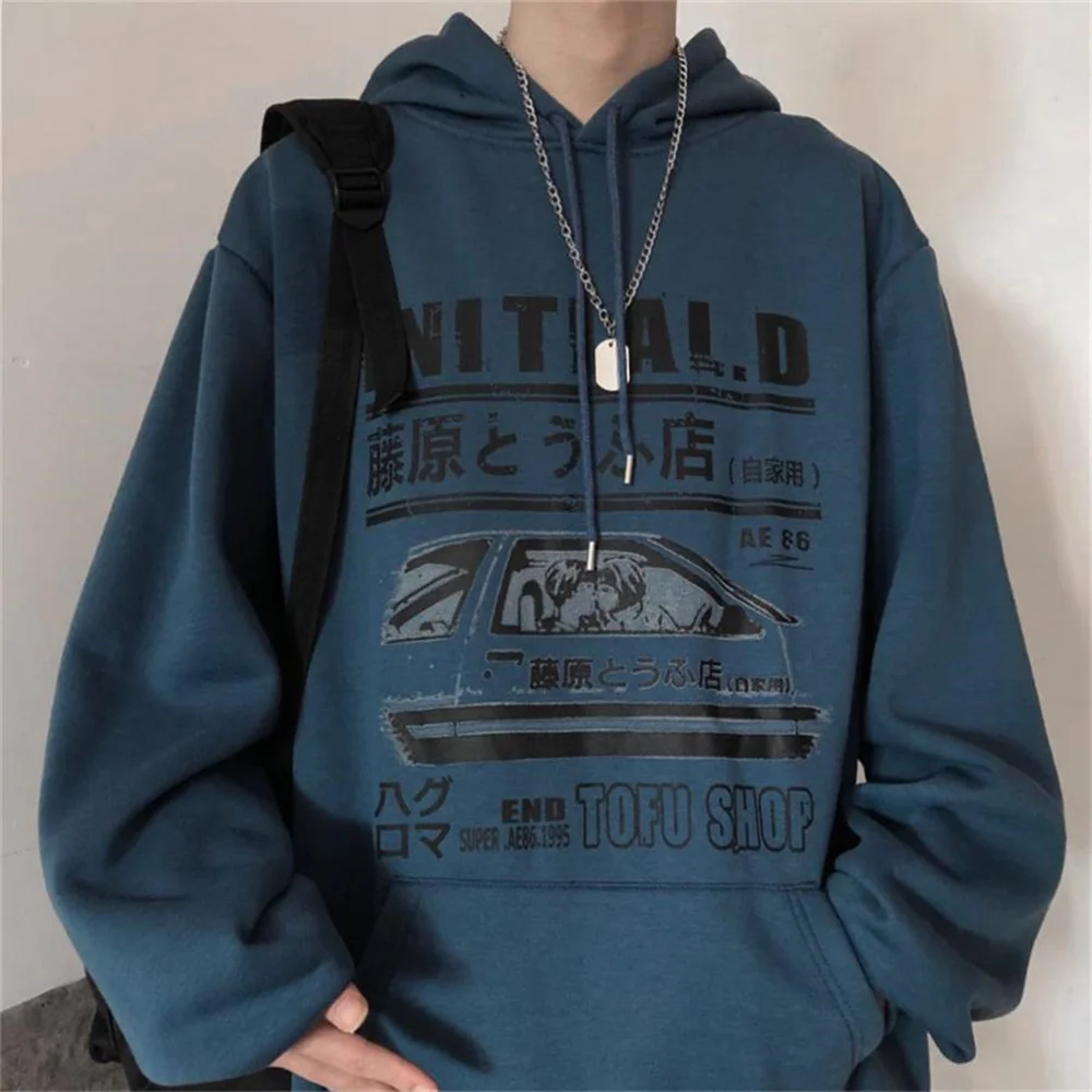 

Женские толстовки с буквенным принтом в японском стиле Харадзюку, толстовки, топы, крутая верхняя одежда с графическим рисунком, синие и чер...