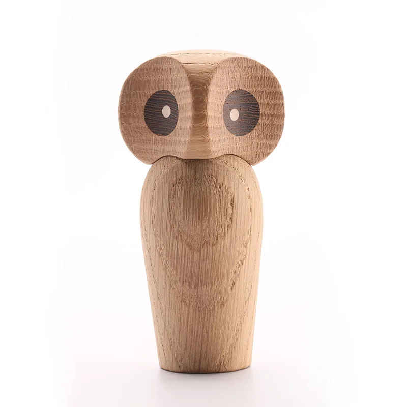 

Cute Fashion Owl Bird Animal Figurine Decoration Home Living Room Bookshelf Natural Miniature Wood Craft Cute Children's Gift