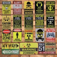 keep out caution area 51 danger mines wall painting tintin retro metal sign garage tin signs poster plaque stickers 30x20cm h75