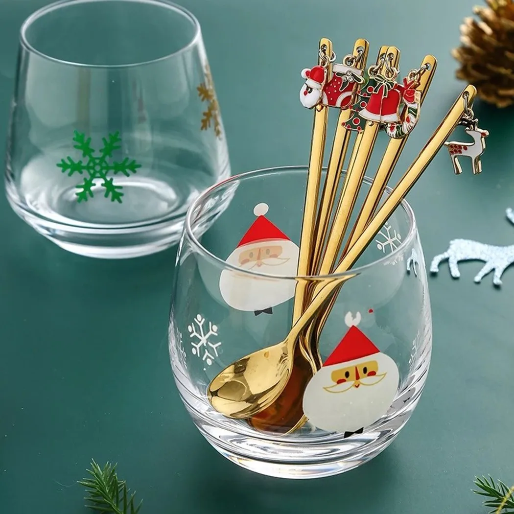 

1xStainless Steel Merry Christmas Spoon Xmas Party Ornaments Christmas Gift Decor Christmas Coffee Spoon Dessert Spoon Tableware