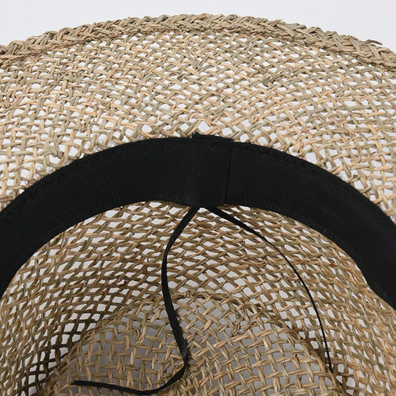 

Women Concave Straw Hat with Lace Decor Wide Brim Cap Breathable for Outdoor Beach Summer 56-58cm FS99