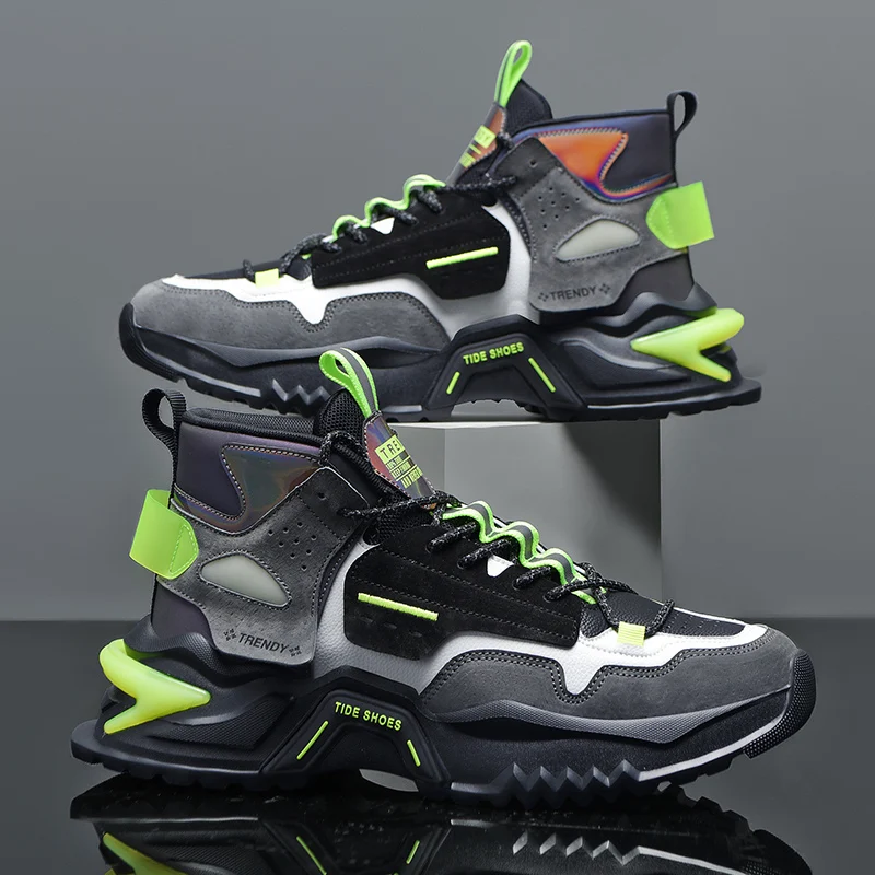 

Кроссовки мужские высокие на платформе, повседневные Нескользящие, на весну-осень