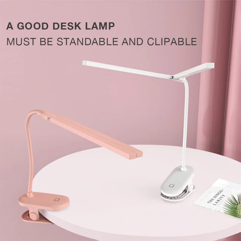 

Eye Protection Desk Lamp Usb Charging Student Bedroom Dormitory Led Clip Double Lamp Holder Folding Table Light for Home