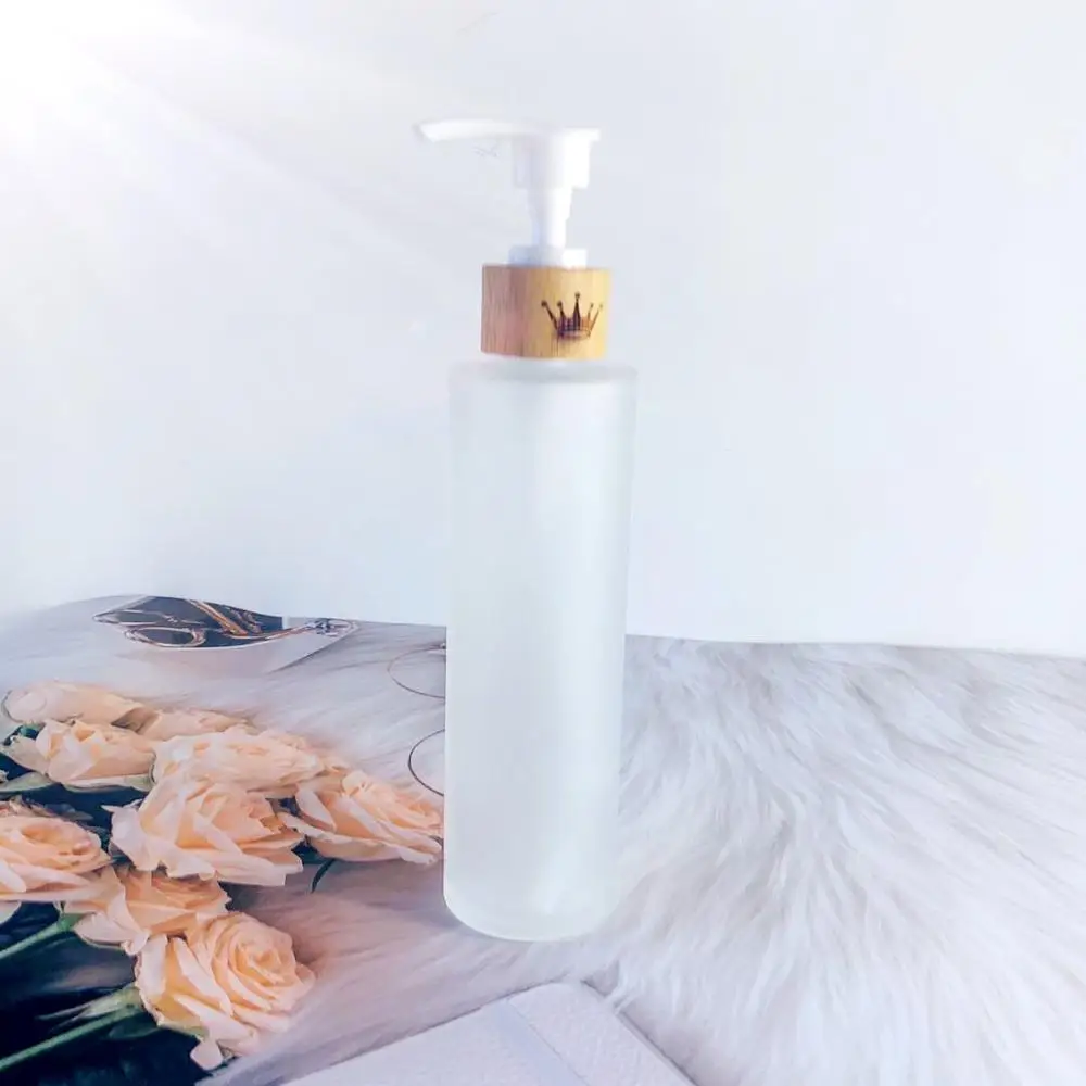 

Бамбуковая деревянная бутылочка с насосом, бутылочки для крема для рук, матовая стеклянная банка, контейнер для ухода за лицом, упаковочные бутылочки, бутылка для косметического лосьона для тела