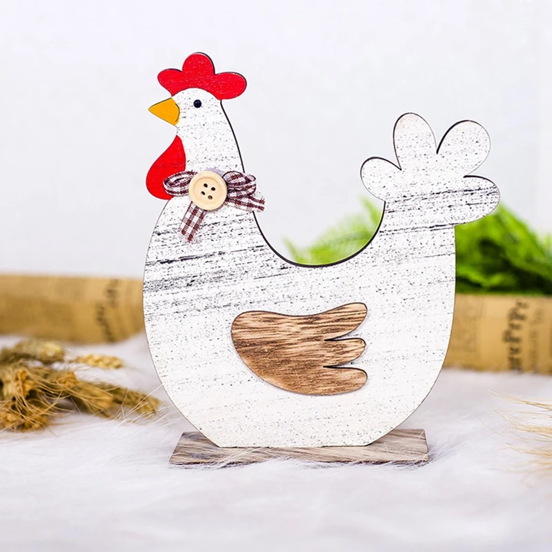 

Wooden Rooster Shape Chicken Easter Egg Crafts Decorative Ornament Home Decor Festive Atmosphere Desktop Decoration