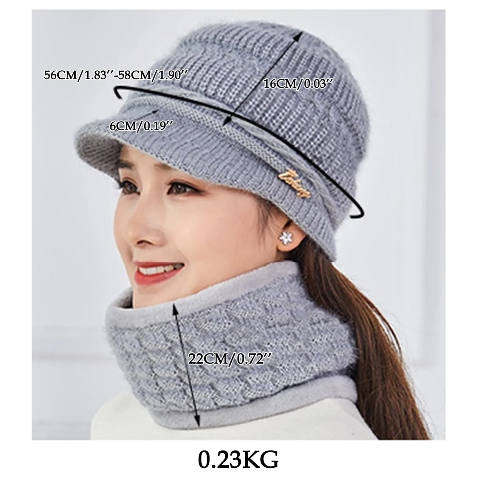 

Winter Elder Woman Warm Hat Middle Age Lady Fashion Woolen Knitted Grandma Cap Gorras Stripes Mother Hat Scarf Balaclava Beanie