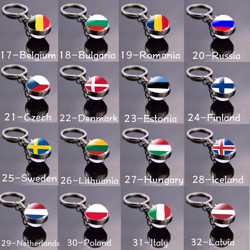 Брелок для ключей со стеклянным шаром флагом стран мира | Украшения и аксессуары