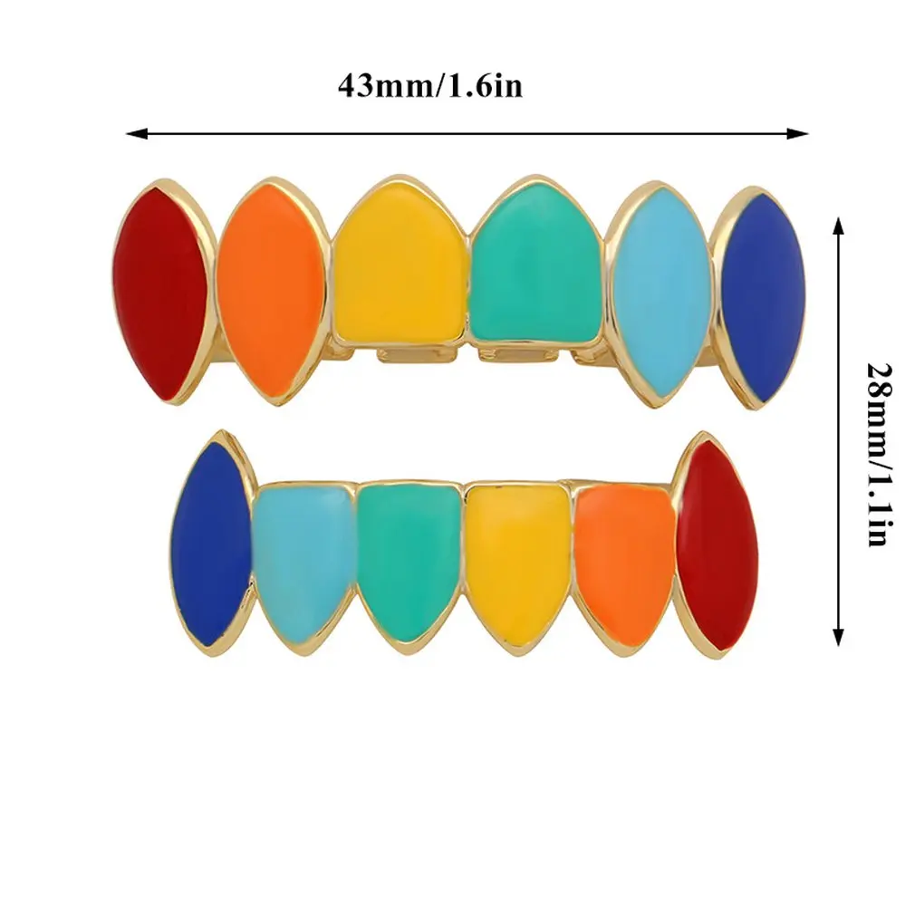 

Fashion Rainbow 7 Colors Hip Hop Teeth Jewelry Vampire Braces Halloween Decorative Braces Colorful Bright