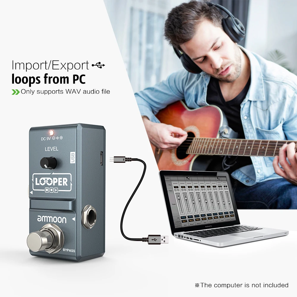 ammoon ap 09 looper gitarre pedal nano serie schleife elektrische gitarre effekt pedal true bypass unbegrenzte overdubs gitarre zubehör free glob