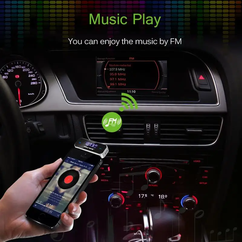 3 5 мм беспроводной мини fm передатчик автомобильный музыкальный аудио mp3 плеер ЖК