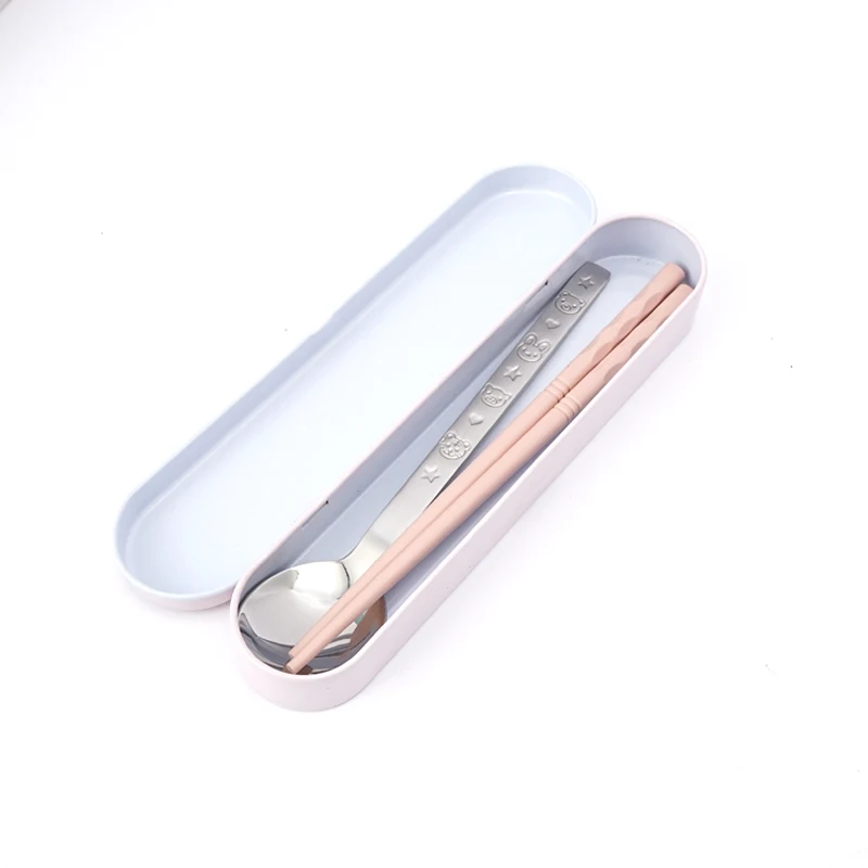 

2 piece cutlery set stainless steel high-grade mirror polished spoon chopsticks kitchen dinner convenient cutlery set