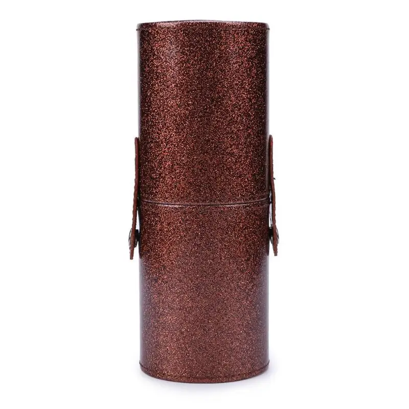 S 18x7cm Brown Портативные дорожные кисти для макияжа, Круглый держатель для ручек, косметический чехол из искусственной кожи, держатель для кистей, органайзер для хранения, Прямая поставка - Цвет: S 18x7cm Brown