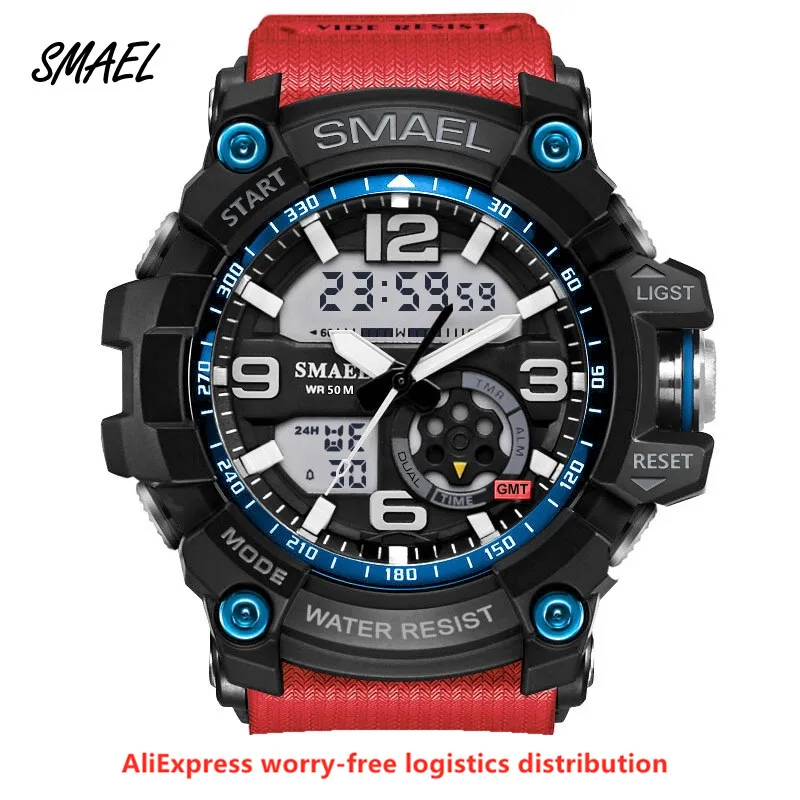 

Men Military Watch 50m Waterproof Wristwatch LED Quartz Clock Male relogios masculino 1617 Digital Sports Watches Men's SMAEL