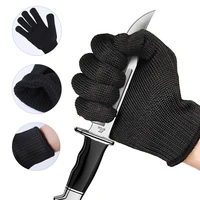 1 pair black steel wire metal mesh gloves safety anti cutting wear resistant kitchen butcher working gloves garden self defense