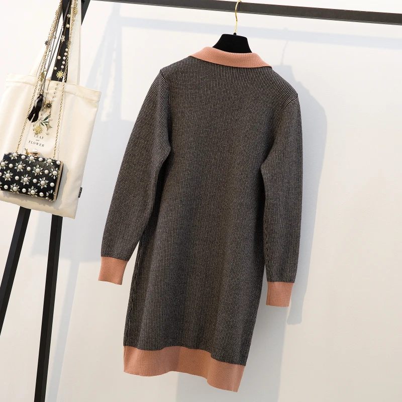 Женское зимнее платье-свитер Длинная вязаная одежда Осенний Модный вязаный