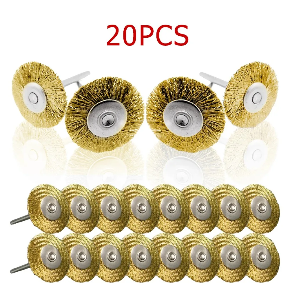 

20 Pcs Copper Wire Brushes Metal Brush Rust Removing Brush Polishing Brush For Dremel Rotary Grinder Tool Power Tool