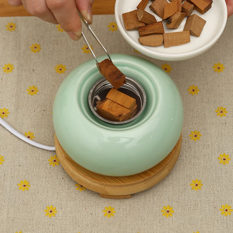 

Ceramic Electric Aromatherapy Burner Humidifier Buddhist Incense Burner Smell Removing Living Room Incensario Home Decor EB5XX