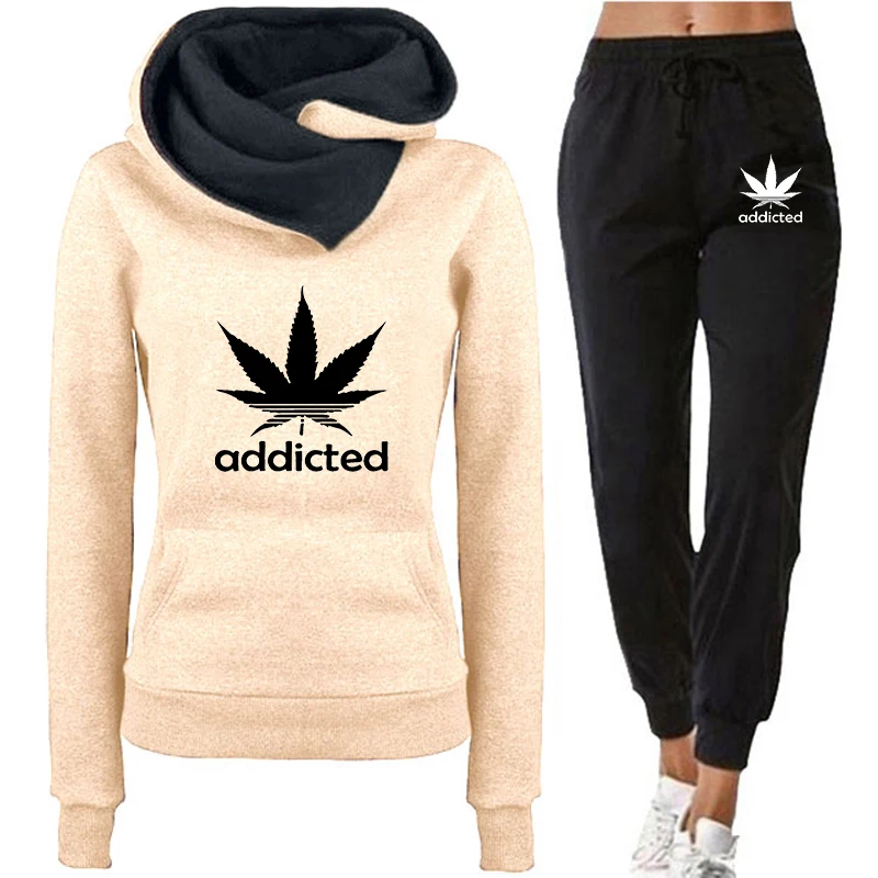 

2020 New Women Fashion Sportwear Sets Brand Printed Hoodies and Pants 2 pcs Suit Casual Tracksuit gym set sportswear women