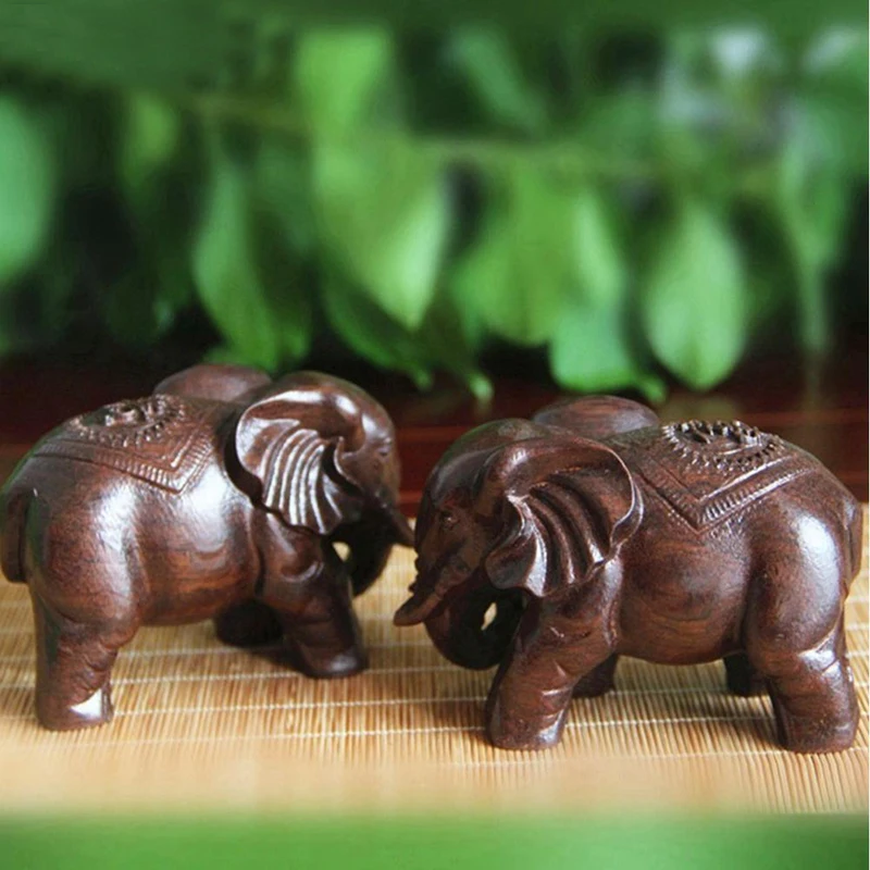 Wealthy Fortion Elephant Crafts Wooden Mini Statue Figurines Fengshui Ornament Home Wedding Party Decor Gifts Souvenir | Дом и сад
