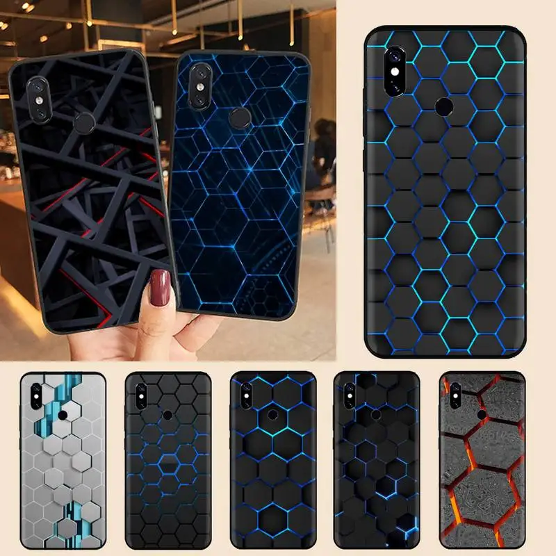 

Hexagonal lattice geometry Phone Case For Xiaomi Redmi note 7 8 9 t max3 s 10 pro lite Luxury brand shell funda coque