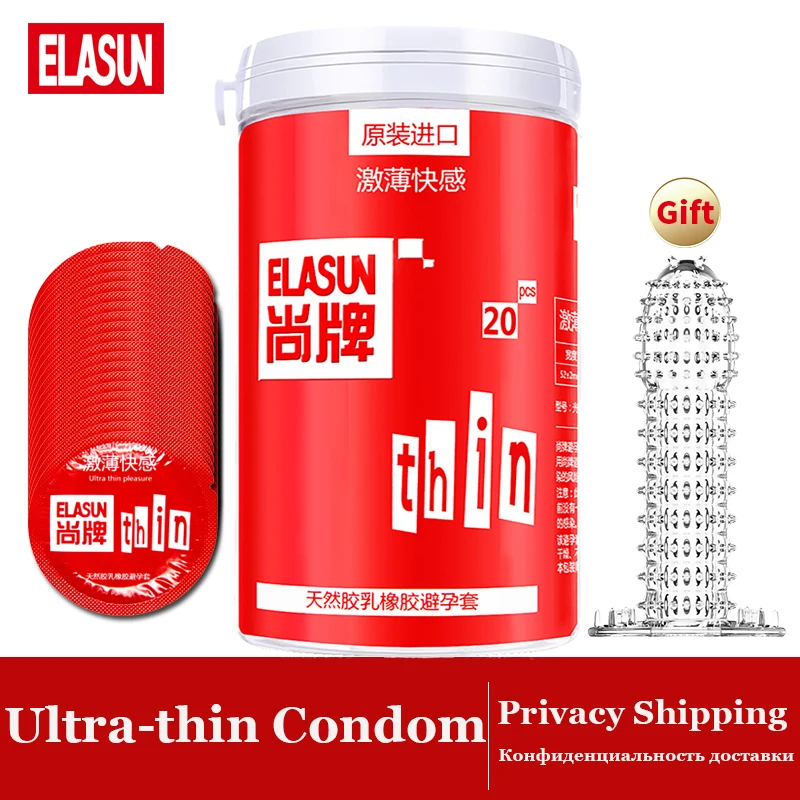 Презервативы Elasun ультратонкие 20 шт. рукав для пениса 0 04 мм с милыми консервами