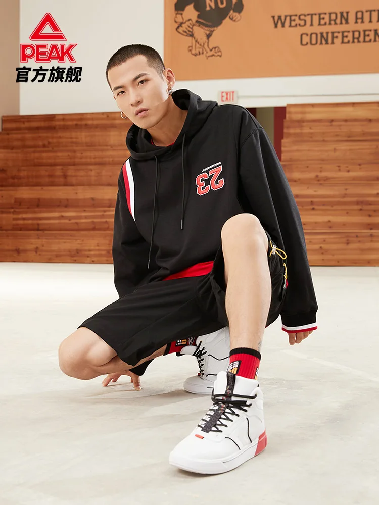 

Peak basketball culture Hooded Sweater men's 2021 new versatile trend black and white sports casual Pullover Top