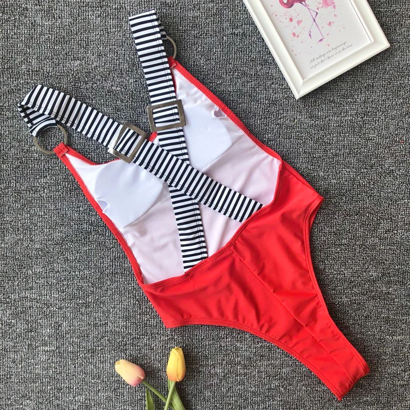 

One Piece Swimsuit Padded High Cut Bathing Suits Women Summer Beach Bikini Push Up SwimWear Monokini Mailot De Bain Femme
