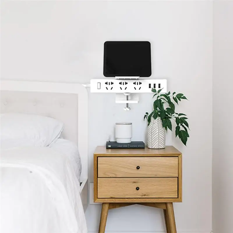 

1pc Power Strip Wall Mounted Storage Rack Phone Tablet Wall Bracket