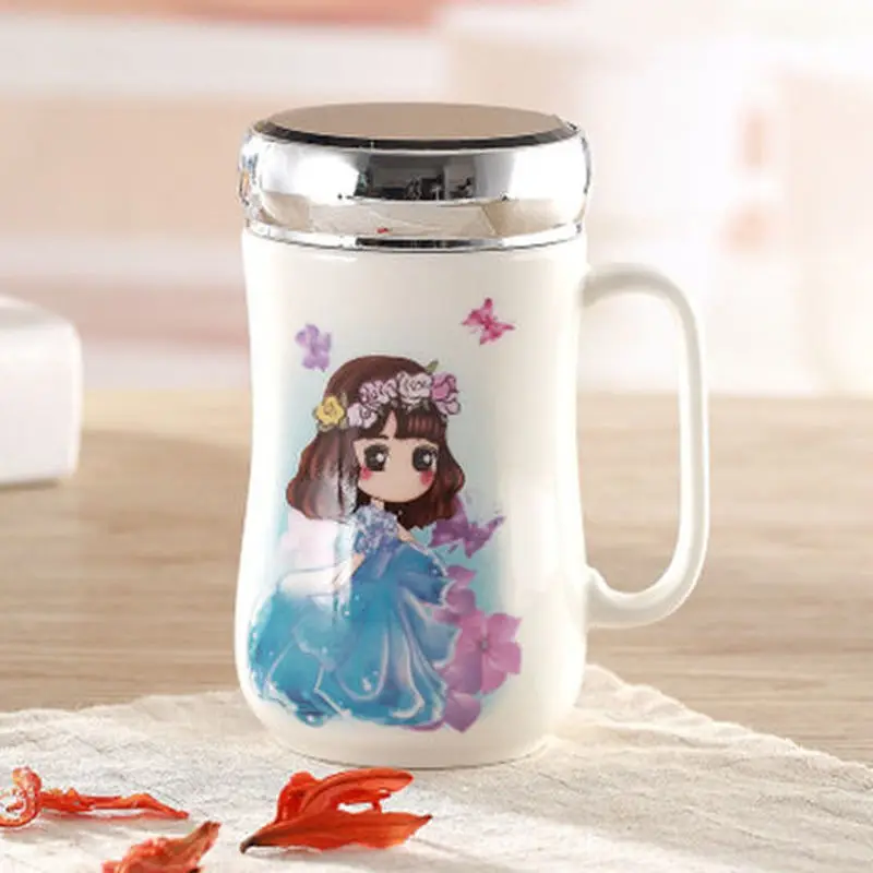 Зеркальная керамическая чашка милая кружка принцессы мультяшная для напитков