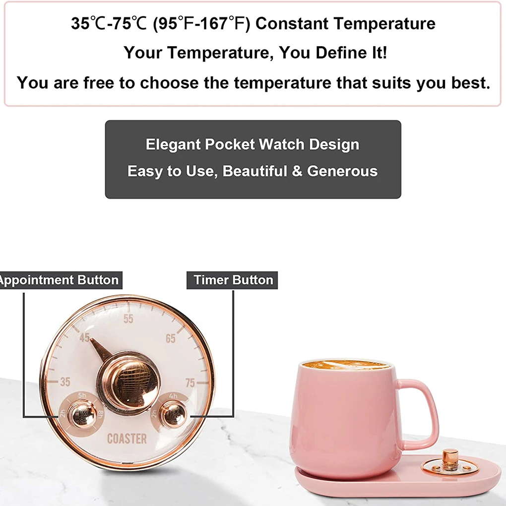 Calentador de tazas de caf&eacute; USB, calentador de tazas de t&eacute; el&eacute;ctrico port&aacute;til, estera de taza de agua para el hogar y la Oficina,-2