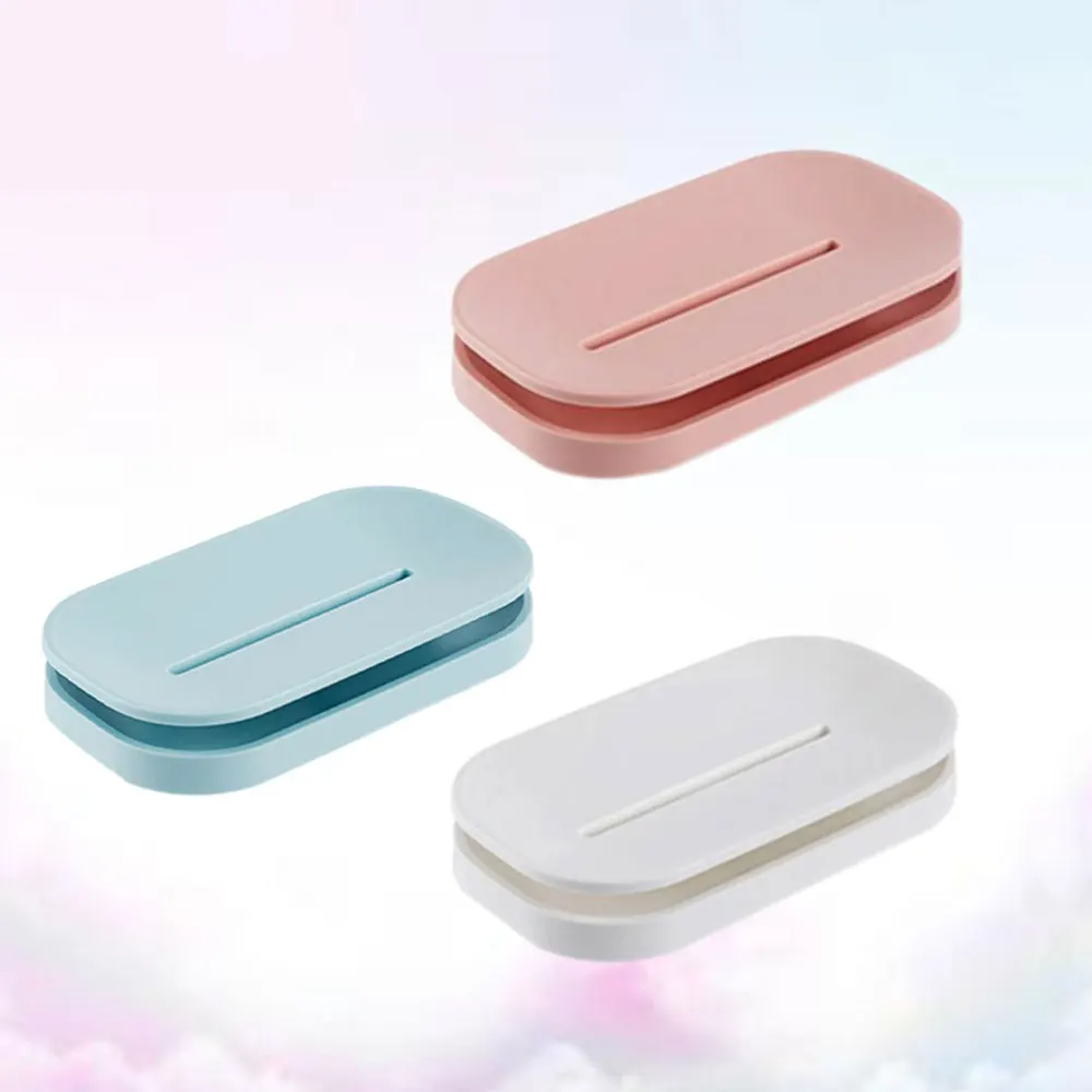 

2pcs Household Soap Box Toilet Soap Box Punch Free Soap Box Rack Double-layer Draining Soap Rack for Home Hotel Use White