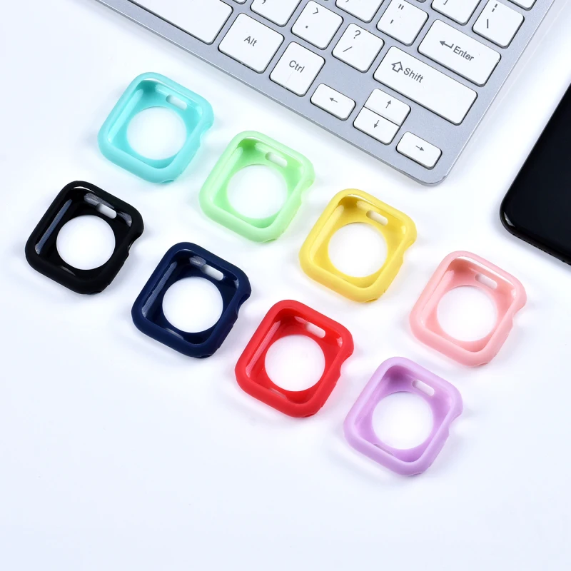 Силиконовый мягкий чехол для Apple Watch 44 мм 40 защитный apple watch 6 SE 5 4 3 2 1 42 38 аксессуары