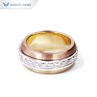 tianyu gems 14k 18k gold 2 tone roling diamond ring 3mm princess cut moissanite wedding ring male customized jewelry accessories