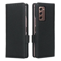 luxury genuine leather case for samsung galaxy z fold 2 5g fold2 wallet card slot case for galaxy z fold 2 shockproof flip cover
