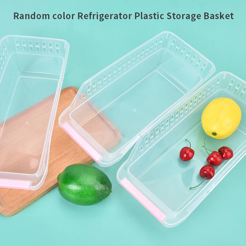 Kitchen Refrigerator Storage Containers With Handles 30cm Overall Length For Pantry Drawer Clear Plastic Organizer Trays Bins | Дом и сад