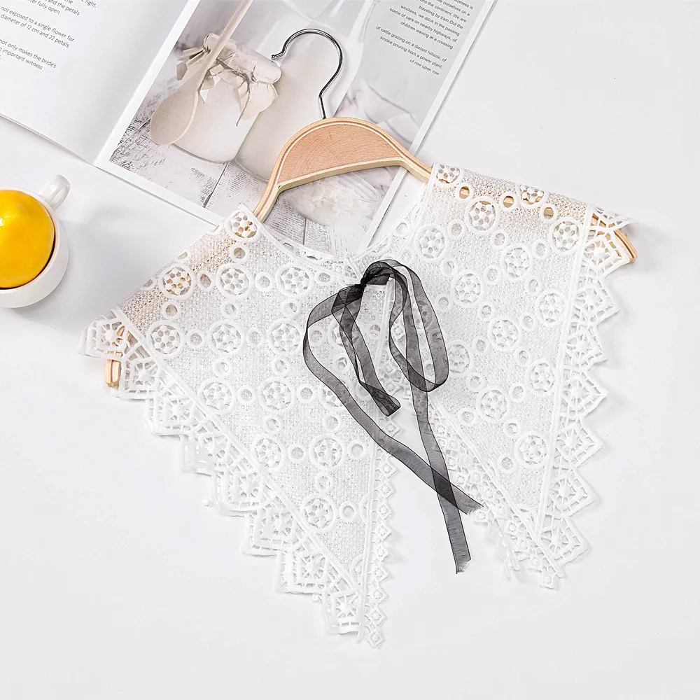 

Sitonjwly 4 Styles Women Detachable Fake Collar Shirt White Big Lapel Fake False Collars Lady Detachable Collar Faux Col Decor