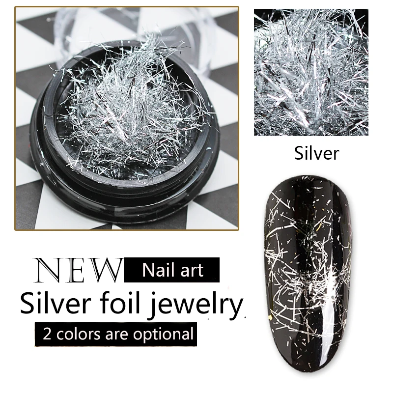 Модные золотистые и Серебристые Платиновые фотообои для дизайна ногтей 2 цветов