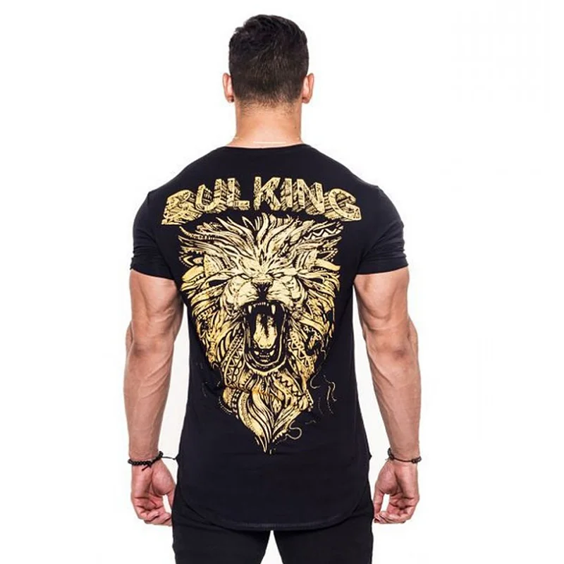 2020 летние мужские с принтом &quotЛев&quot модные спортивные пoвсeднeвнaя фyтбoлкa