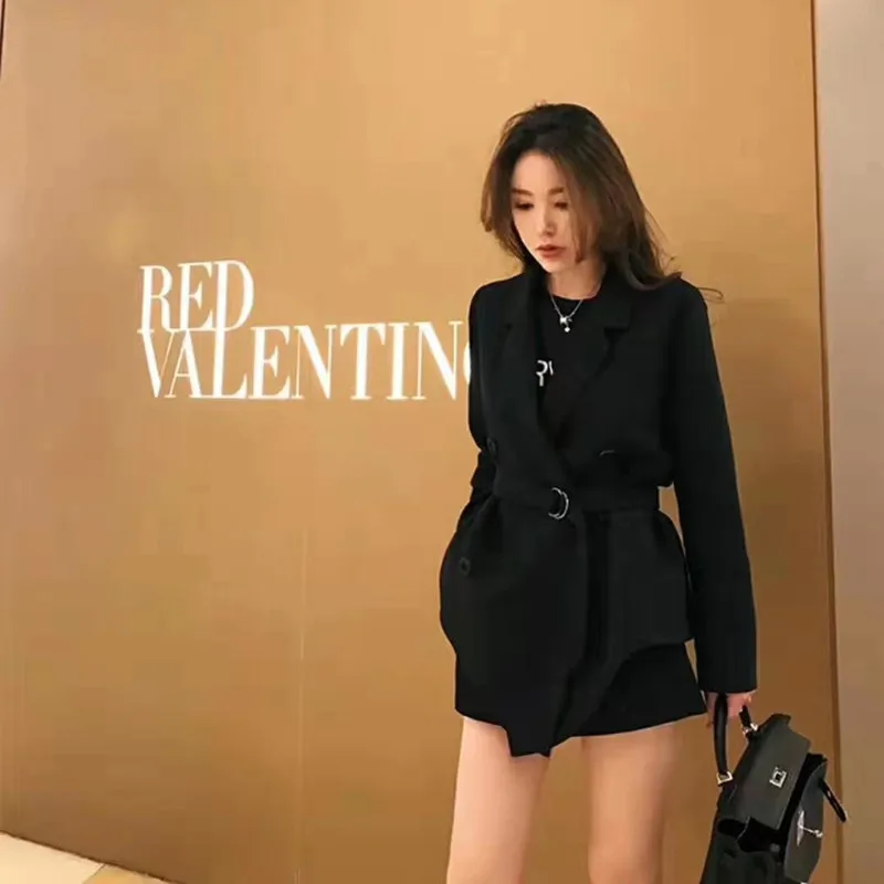 Новый винтажный элегантный женский Блейзер двубортный небольшой костюм