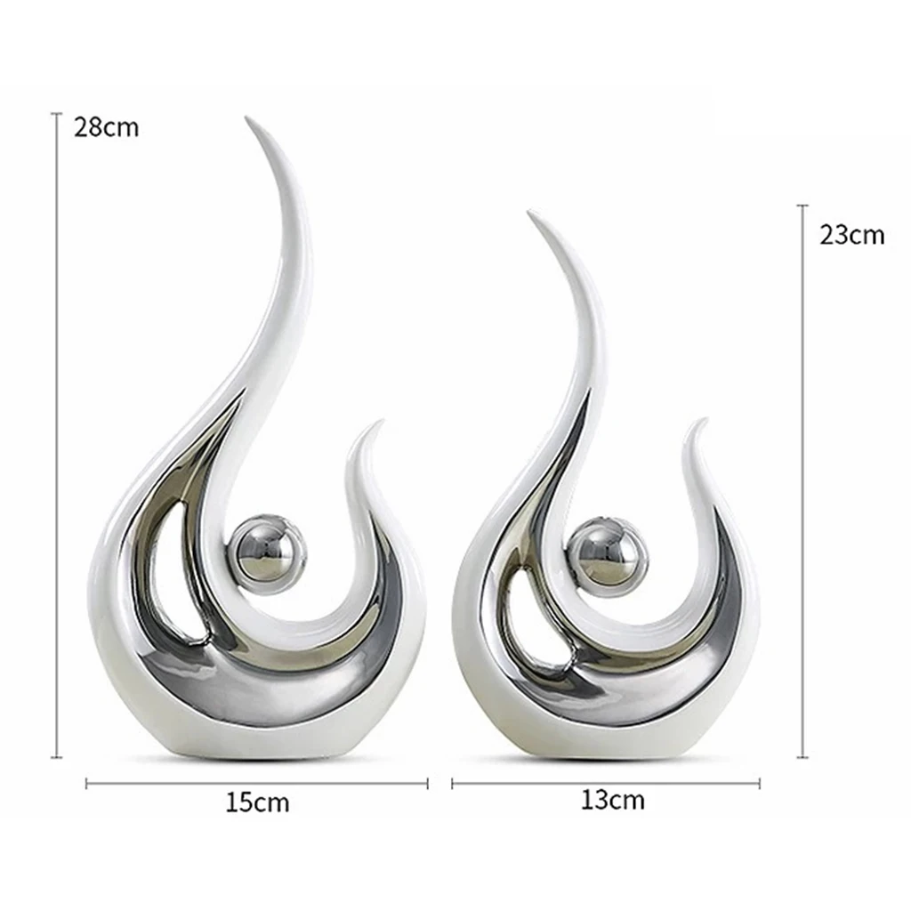 

2Pcs Simple Art Ceramic Statue Figurine Sculpture for Office Home Ornament