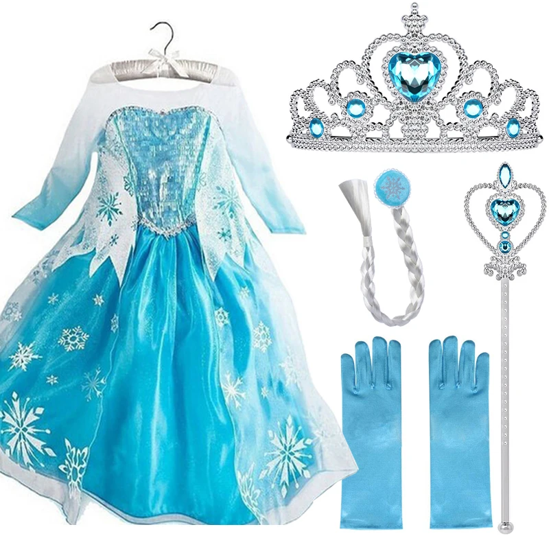 Платье Эльзы Платья для девочек Детская одежда Рождественское платье Снежной
