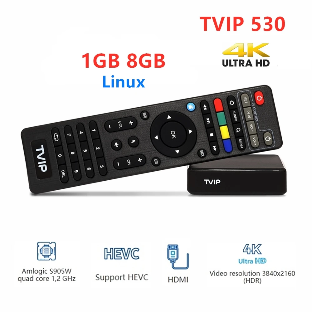 DHL Бесплатная доставка Tvip 530 S Box V.530 1 ГБ ОЗУ 8 Гб ПЗУ Amlogic S905W телеприставка 4K H.265 Tvip530