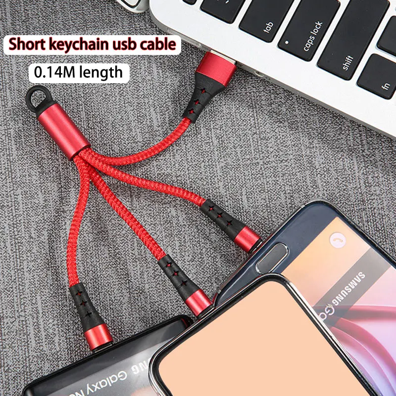 Короткий 3 в 1 usb кабель для huawei mate20 p30 oppo lg портативный брелок micro type c зарядный