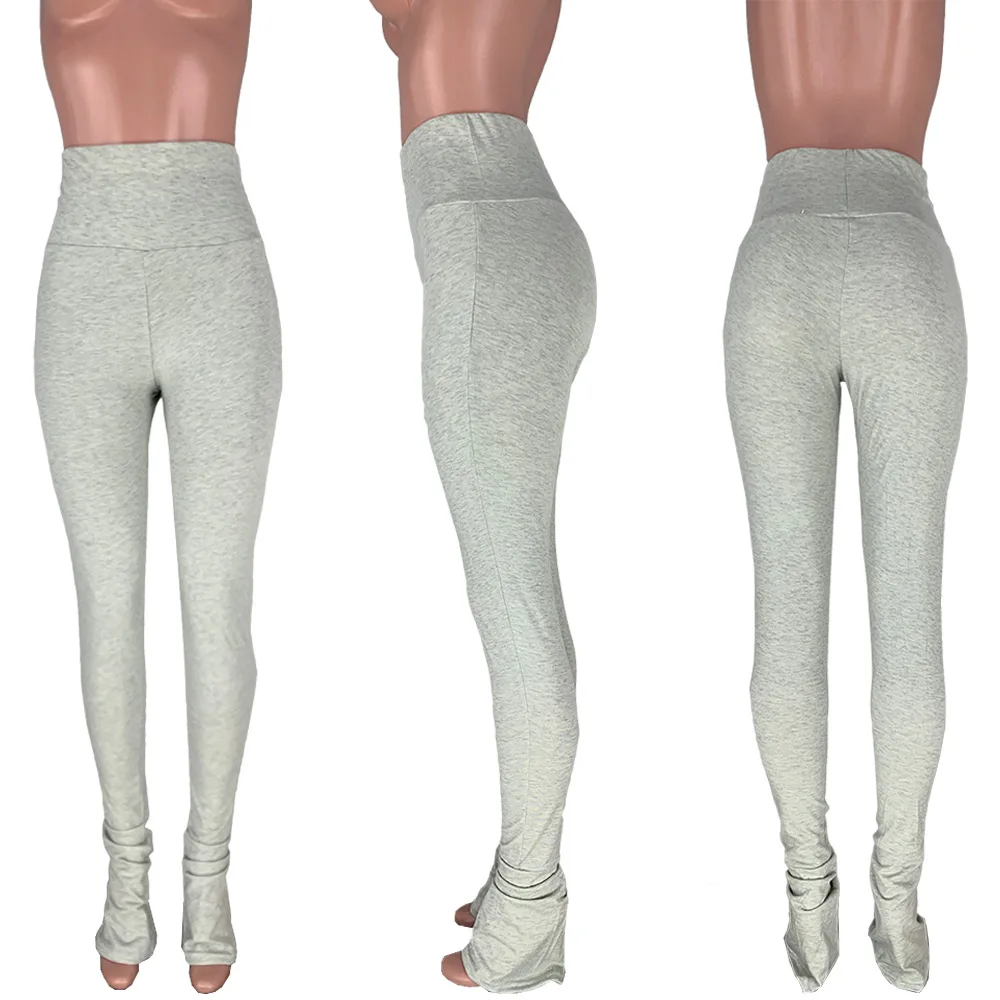

2020 Summer Women's Trousers European and American Hot Style Model Solid-color Stacked Leggings One Piece Set S-XXL