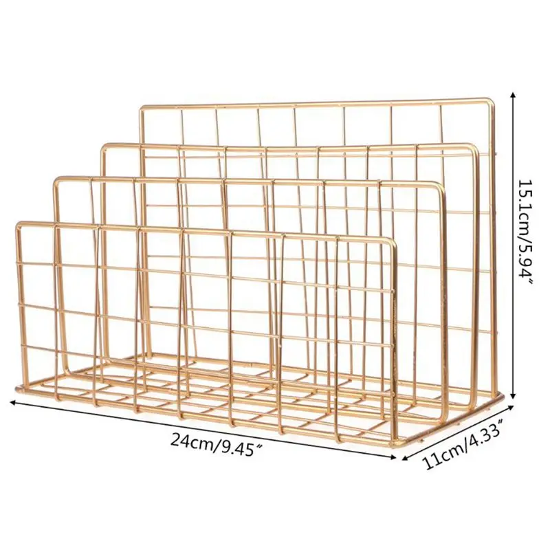 Железная стойка для хранения книг в скандинавском стиле трехслойная настольная