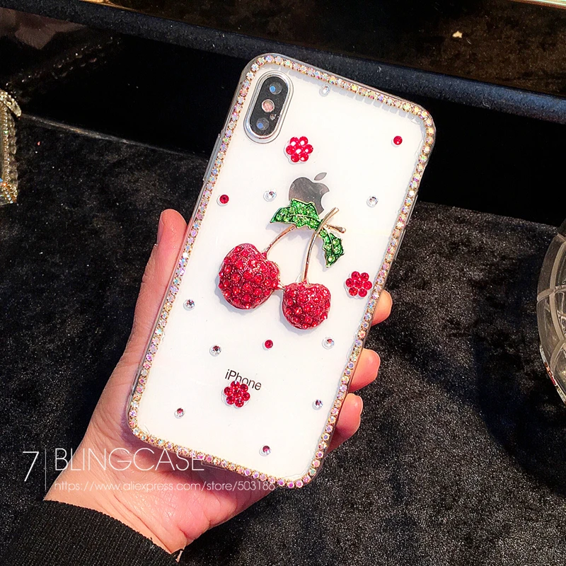 Чехол со стразами для LG G5 G6 G7 G8 G8S ThinQ Q7 Q6 Q8 V30 V40 V50 Q Stylo K40 Cherry Стразы чехол | Мобильные