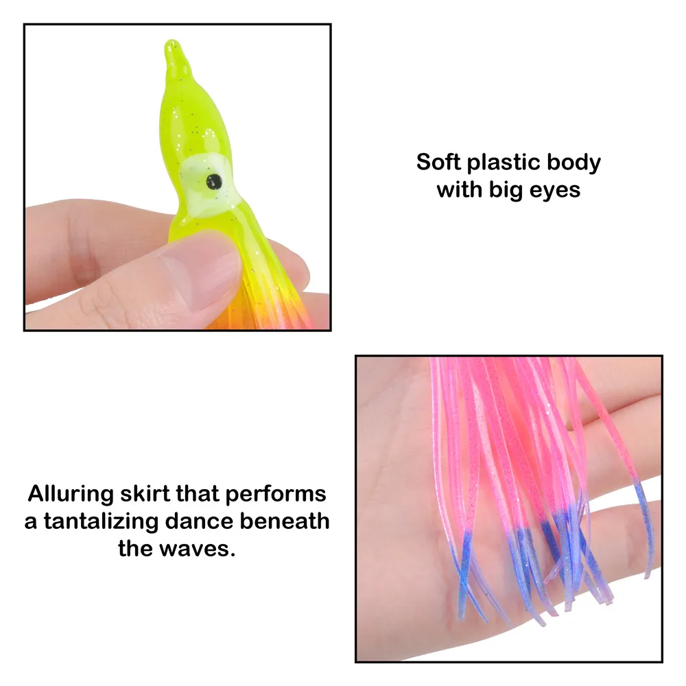 80Pcs Luminous Octopus Fishing Lure Rubber Soft Squid Skirt Jig Artificial Saltwater Bait For Tuna Catfish 7cm-11cm | Спорт и