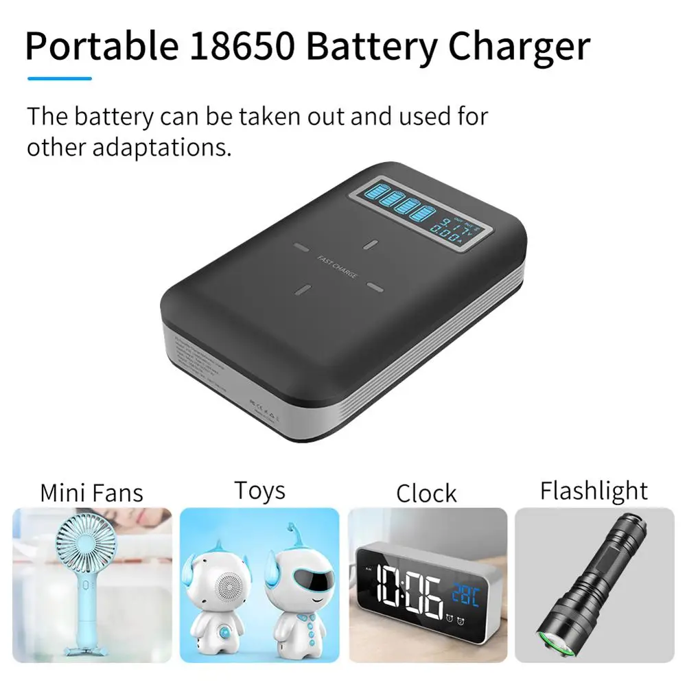

Wireless Charger Box Type C 18W Fast Charging Portable DIY USB 18650 Mobile Power Box Smart Universal Adapter With LED Display